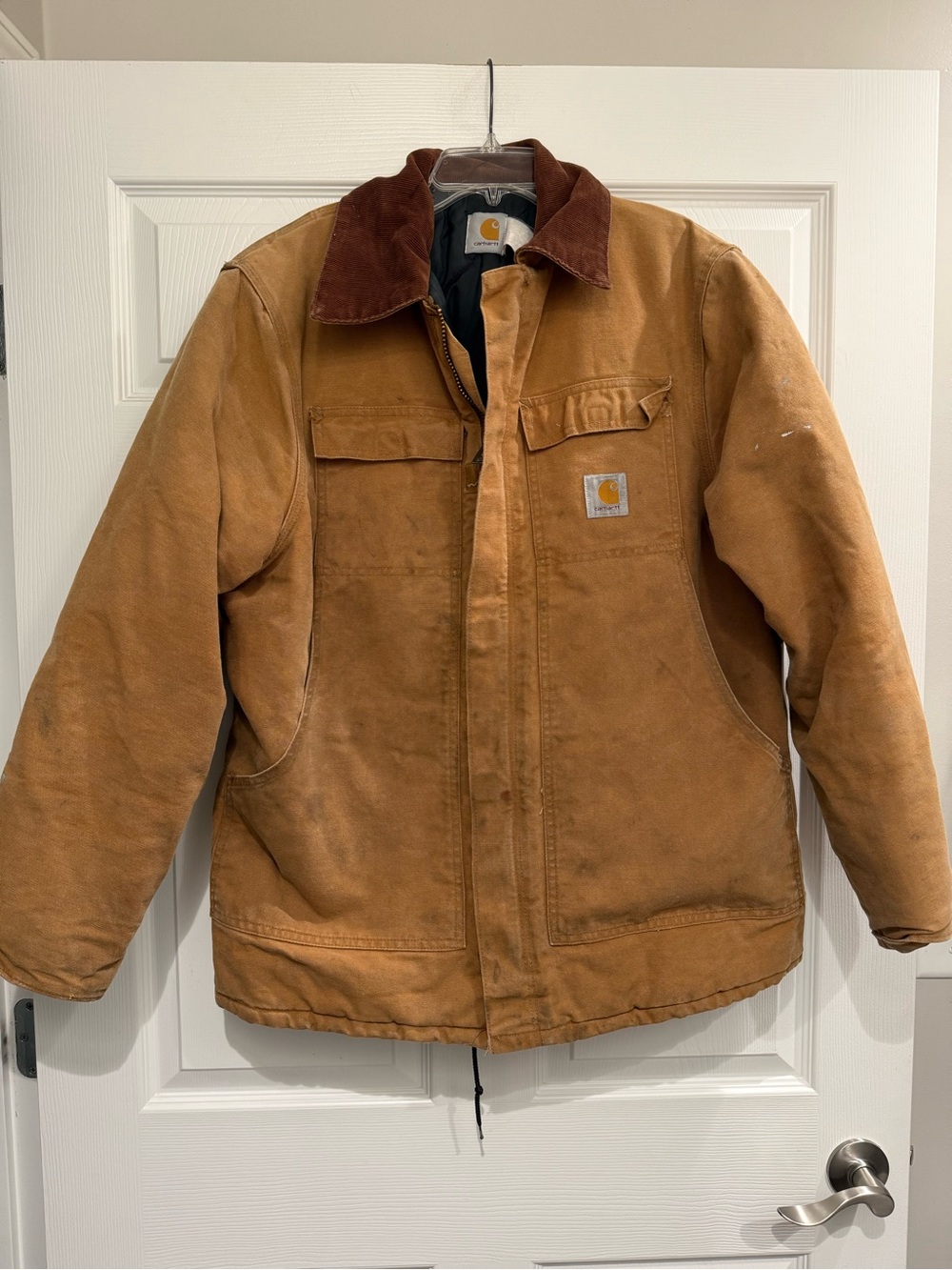 Vintage 90s Carhartt Quilt Lined Chore Jacket Coat Mens XL Brown
